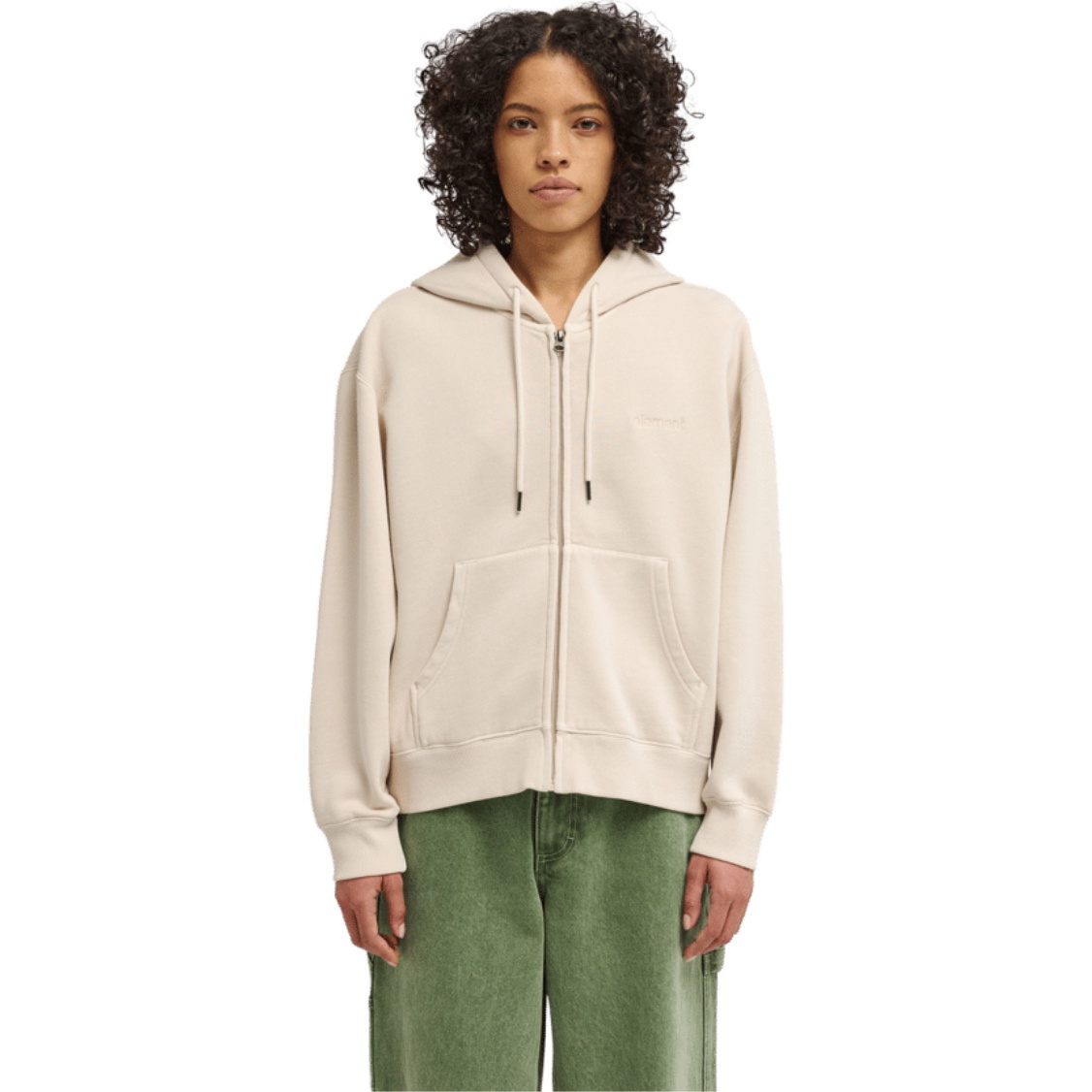 2026 Element Womens Lowcase Pigment Zip Thru Hood ELJFT00135 - Oat Milk